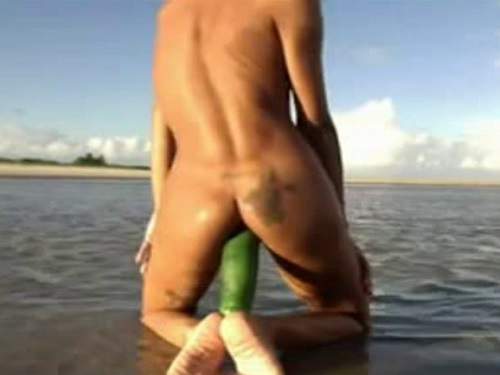 Pussy Insertion – Busty mature outdoor fisting and giant cucumber inserted