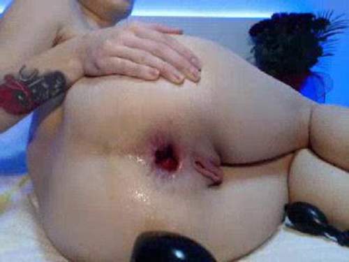Gape Ass – Hot webcam brunette inflatable dildo gape anus penetration