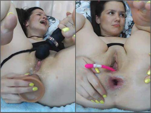 Webcam – Viktoriakiss narrow anal gape stretching with many dildos