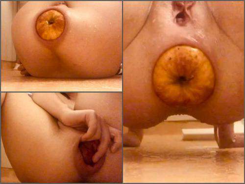 Anal Fisting – AnalOnlyJessa loosening up with huge apples – Premium user Request