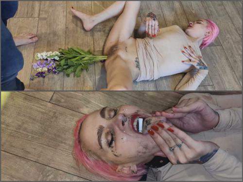 Gagged Girls – Forest Whore human ashtray, spitting on face and mouth and anal as a vase – Premium user Request