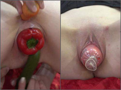 Vegetable Pussy – Russian Sexy Crazy Couple try food and dildos sex amateur