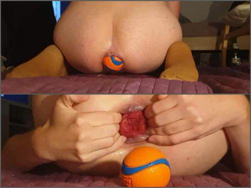 Gaping Anal – Pornstar homemade insertion giant orange ball fully in prolapse anal