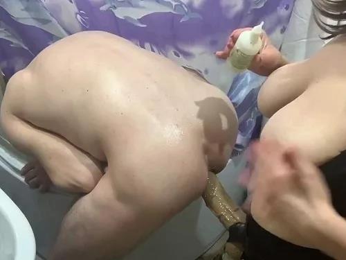 Pegging – Big breasts russian mistress Strapovskaya pegging in the bathroom