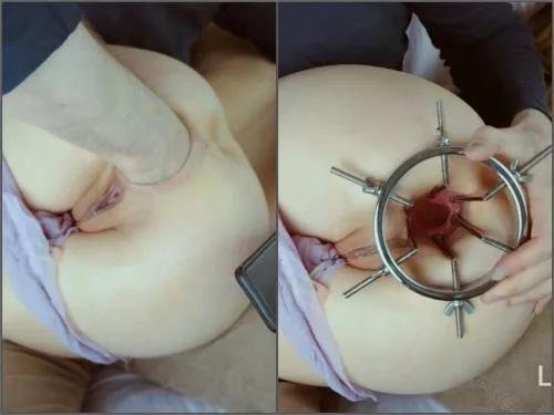 Amateur – Kinky masked wife Little Selena brutal anal gape loose during speculum examination