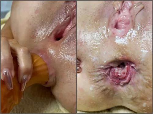 Colossal dildo – Kinky mature SecretToyQueen hard stretching her anal rosebutt